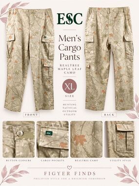 ESC Mens XL Real Tree Camo Cargo Pants RealTree Maple Leaf Hunting Tactical